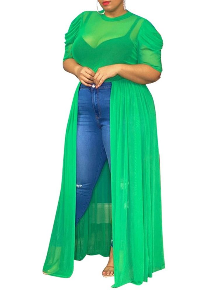 Kortärmad Enfärgad Rundhalsad Kontorsdam T-Shirt Plus Size