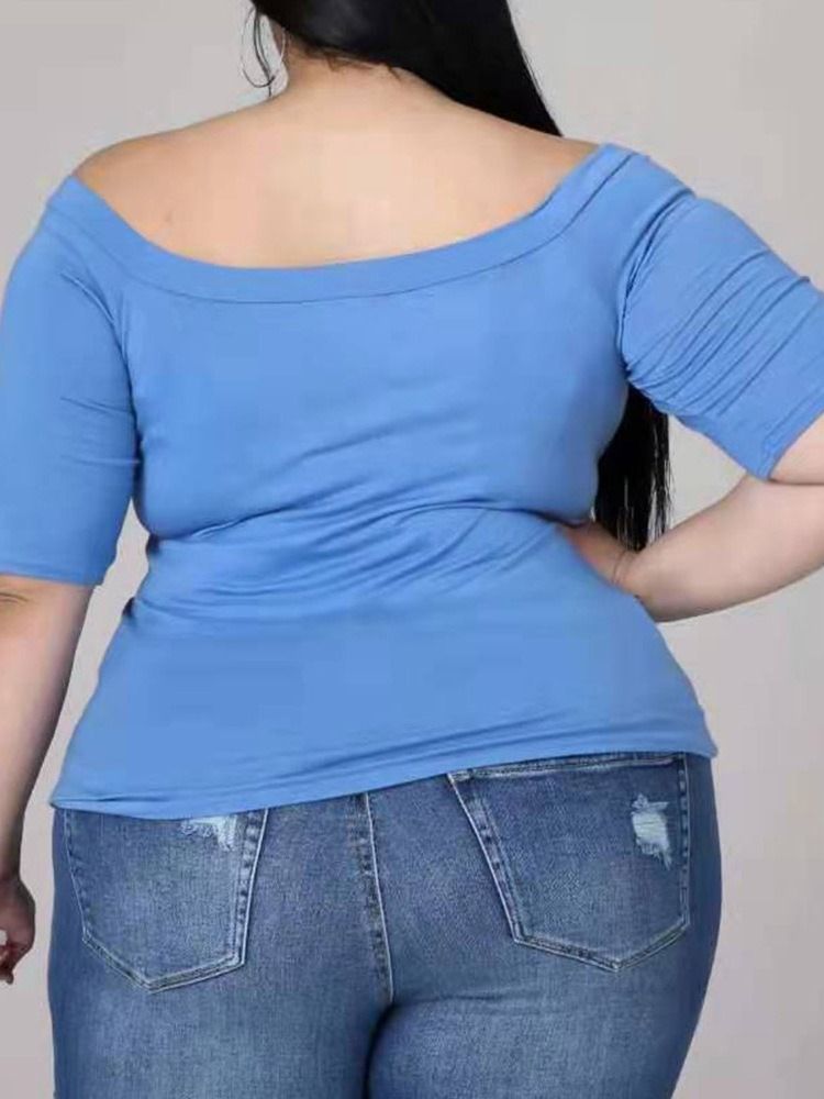 Kortärmad Standard Enkel Office Dam T-Shirt Plus Size