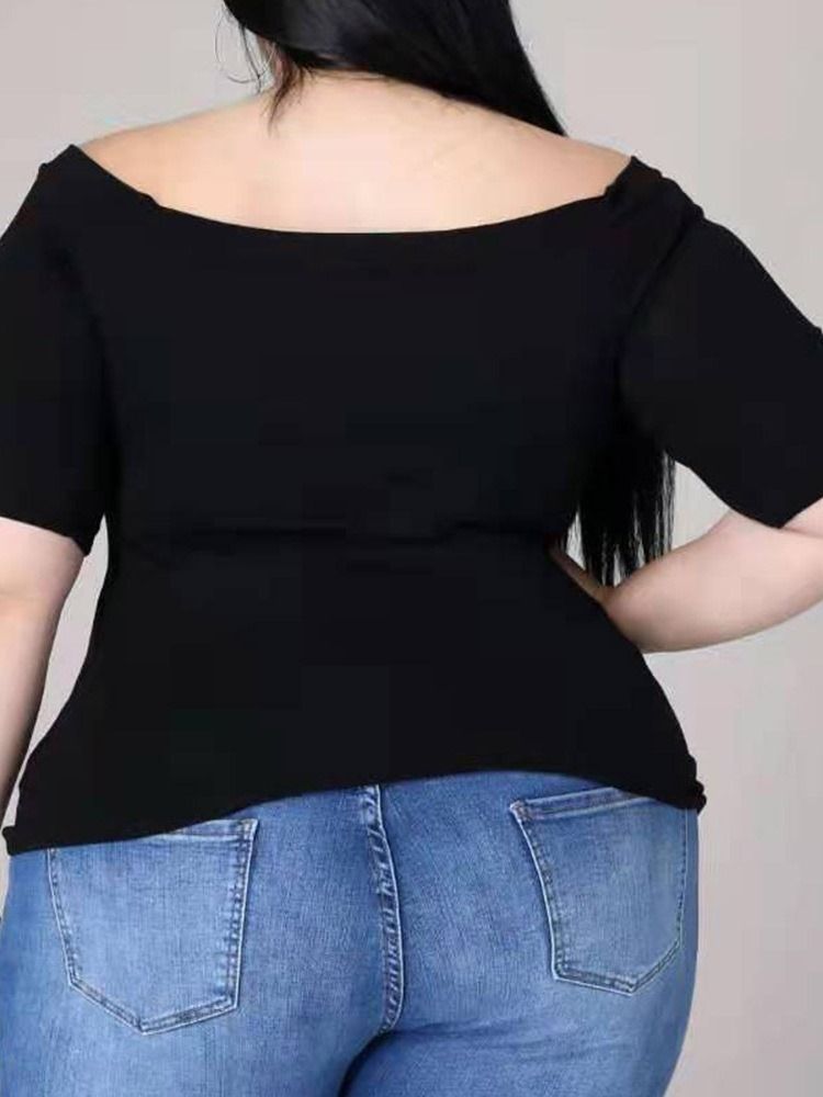 Kortärmad Standard Enkel Office Dam T-Shirt Plus Size