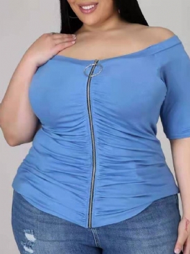 Kortärmad Standard Enkel Office Dam T-Shirt Plus Size