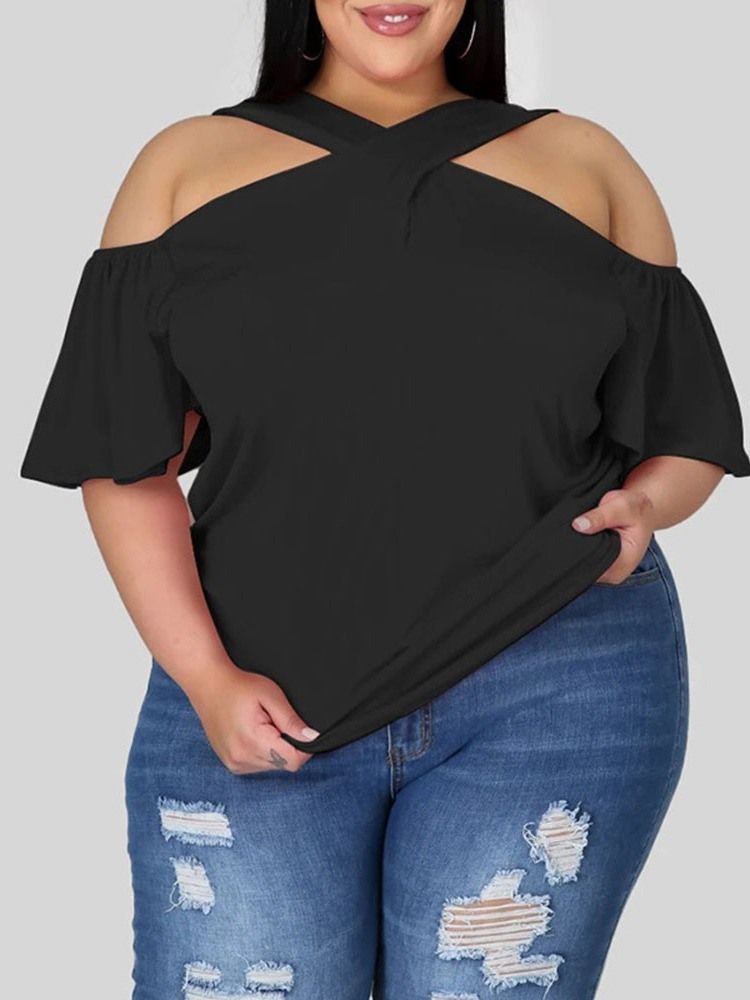 Kortärmad Vanlig Standard Casual T-Shirt För Kvinnor