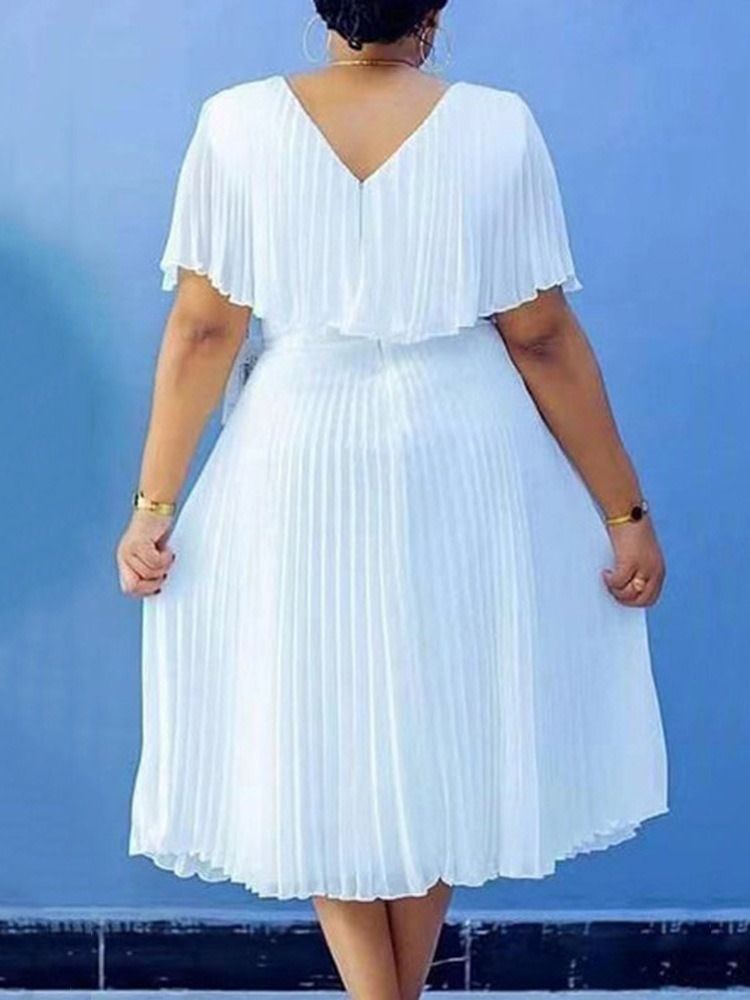 Mid-Kalv Rund Hals Ärmlös Hög Midja Pullover Plus Size Klänning