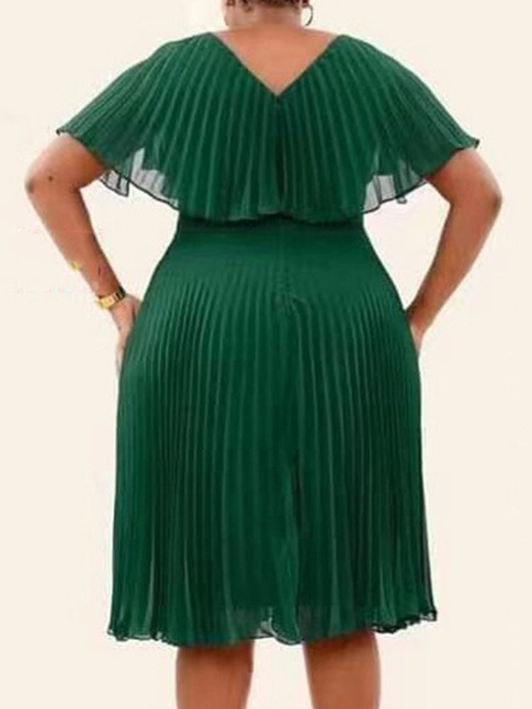 Mid-Kalv Rund Hals Ärmlös Hög Midja Pullover Plus Size Klänning