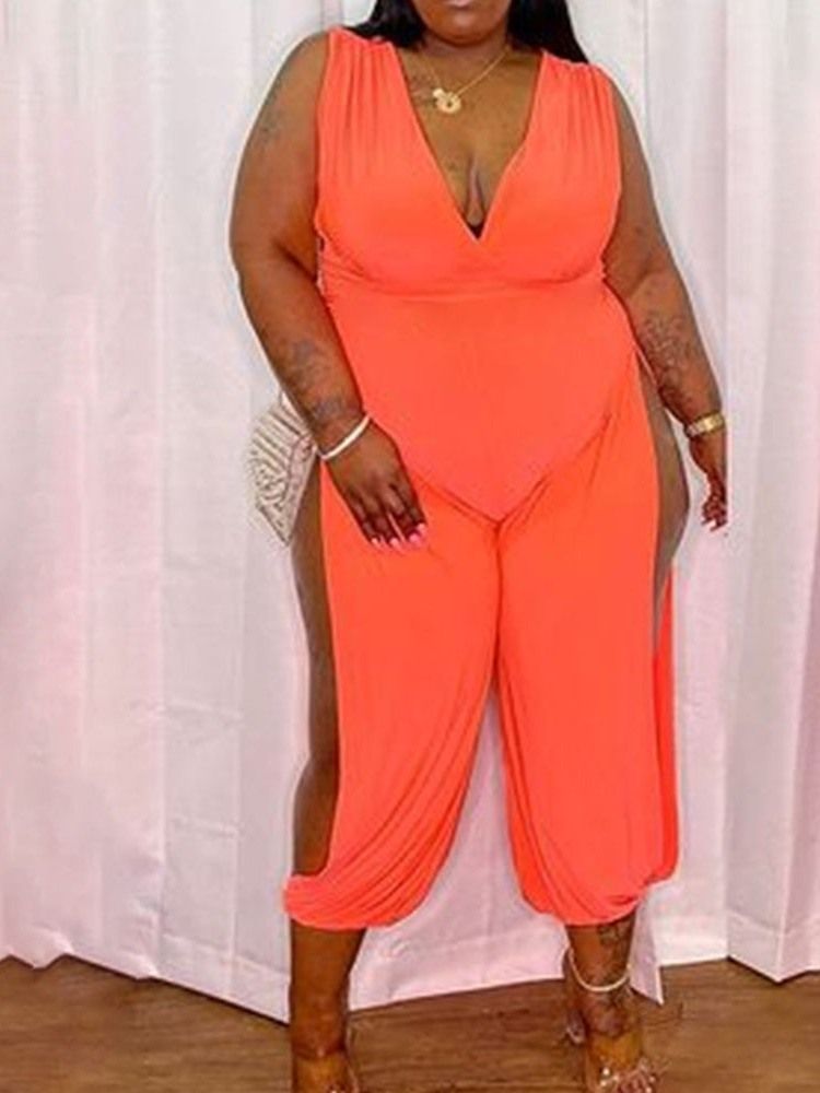 Mode Vanlig Ankellängd Lös Jumpsuit För Kvinnor Plus Size