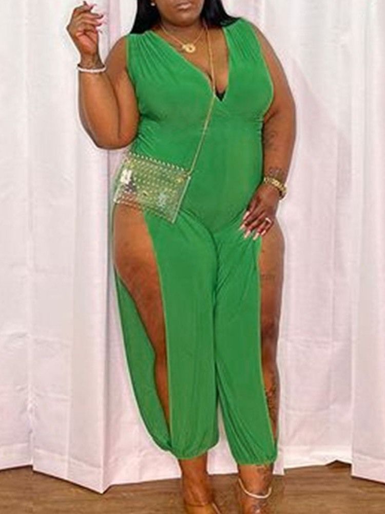 Mode Vanlig Ankellängd Lös Jumpsuit För Kvinnor Plus Size