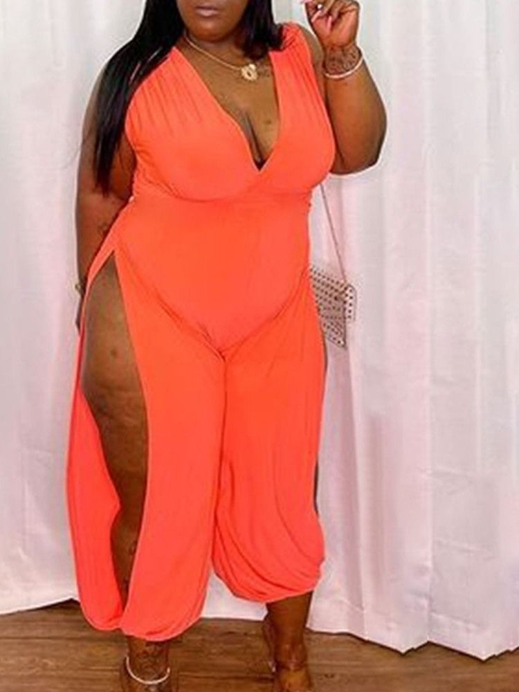 Mode Vanlig Ankellängd Lös Jumpsuit För Kvinnor Plus Size