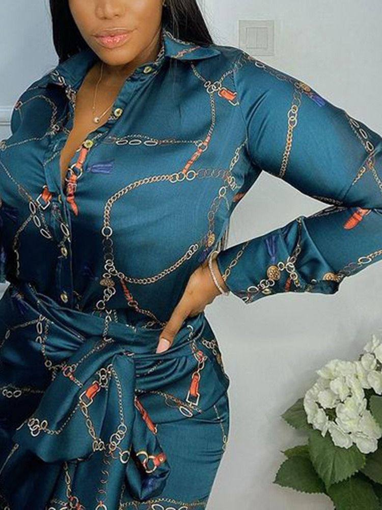 Patchwork Långärmad Knälång Bodycon Sommar Damklänning
