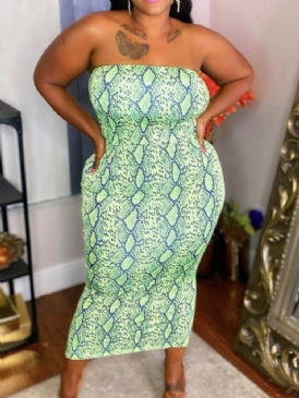 Patchwork Mid-Calf Sleeveless Office Lady Pullover Bodycon Klänning Plus Size