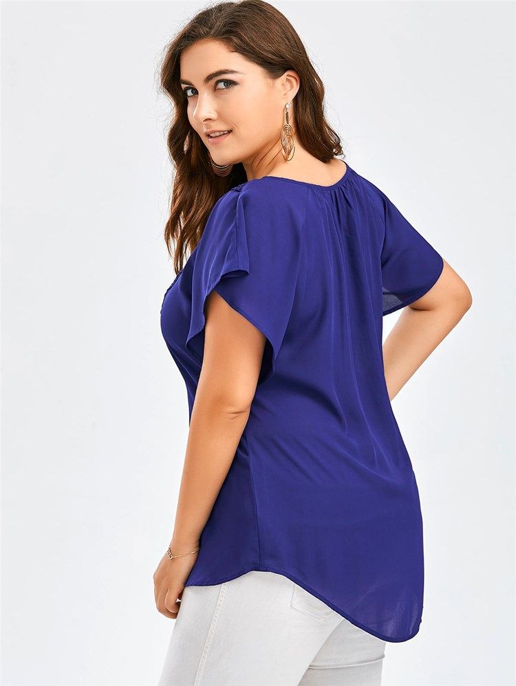 Patchwork T-Shirt Med Spetsar I Plusstorlek