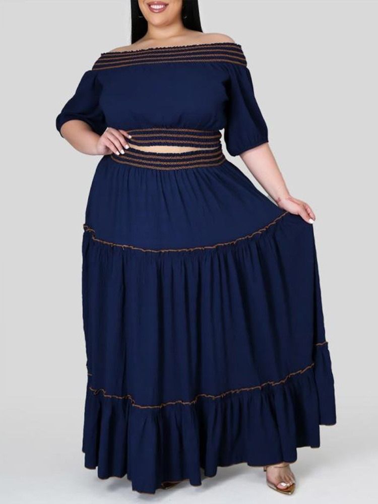 Patchwork Vanligt Mode A-Line Off Shoulder Dams Tvådelade Set