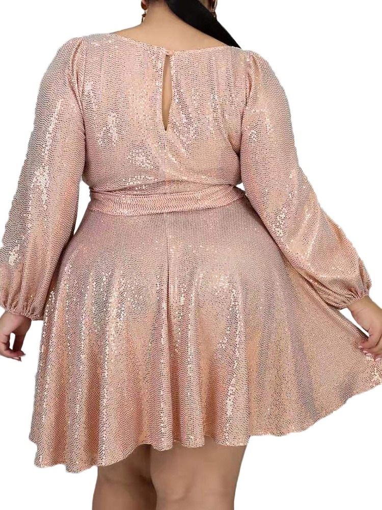Plus Size Above Knee Långärmad Sommartröja Med Snörning