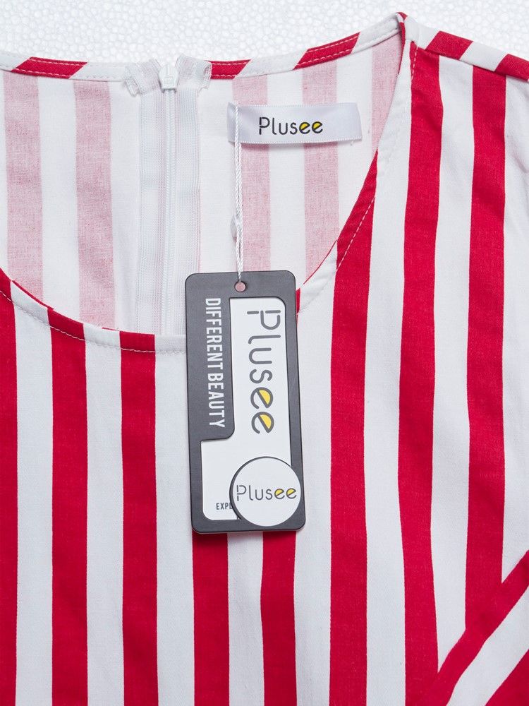Plus Size Ärmlös Rundhalsad Asymmetrisk Pulloverklänning