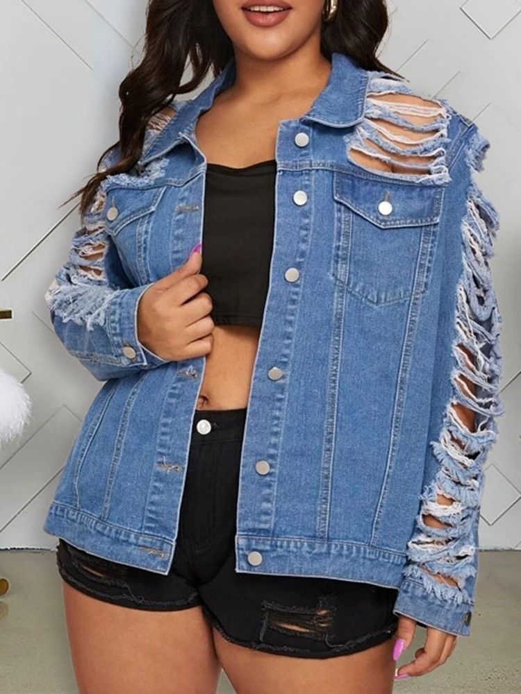 Plus Size Långärmad Lös Enkelknäppt Höstslagsjacka