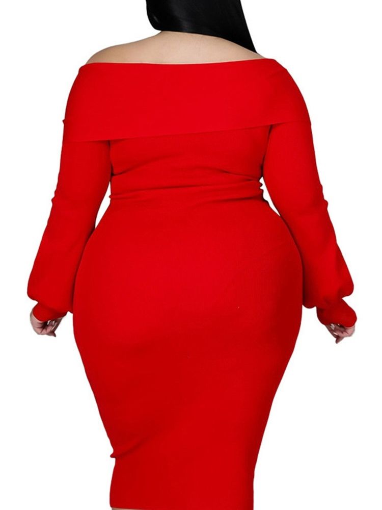 Plus Size Mid-Kalv Långärmad Västerländsk Sommarklänning