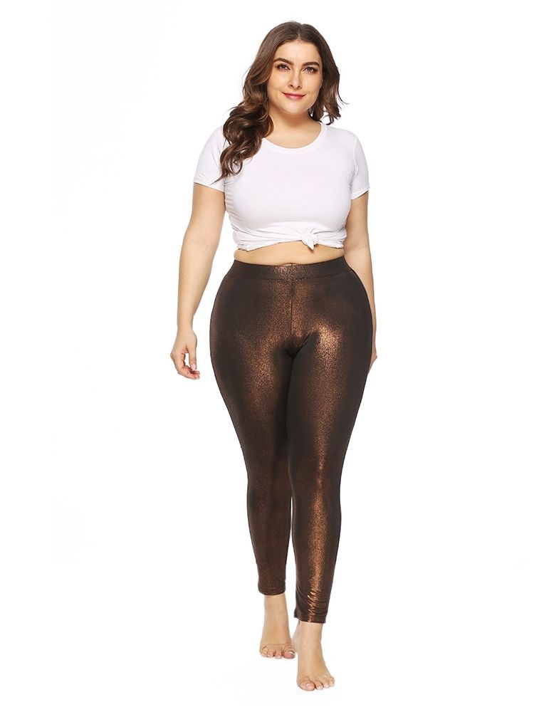 Plus Size Plain High Waist Leggings