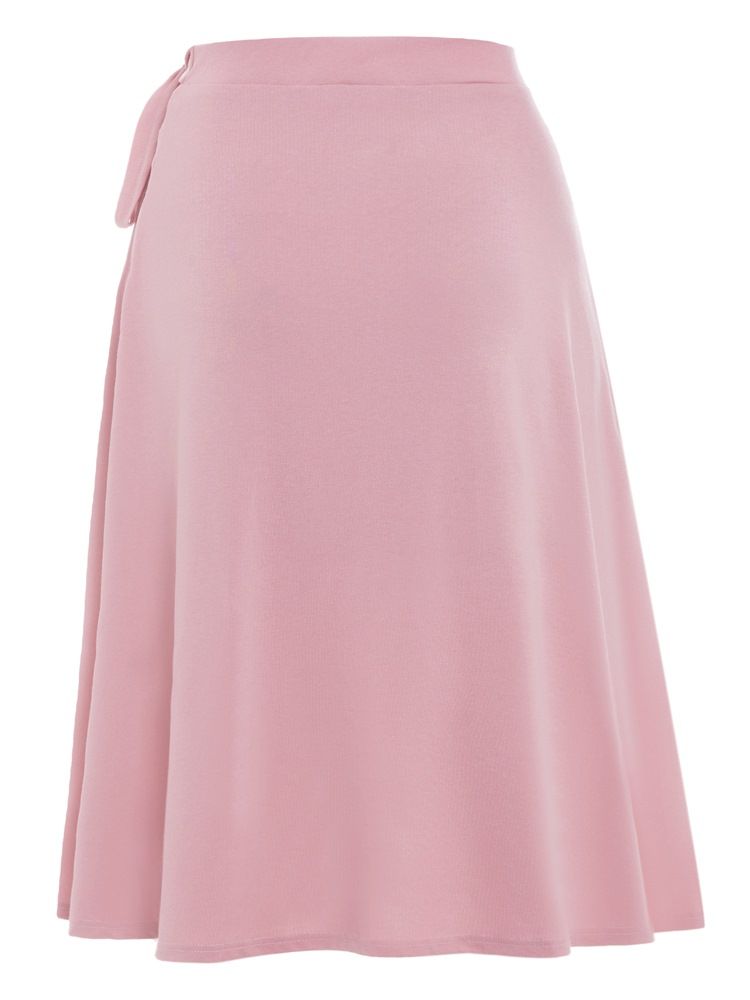 Plus Size Slät Bowknot Asymmetrisk Hög Midja Kjol