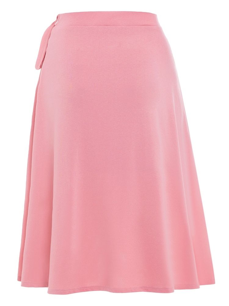 Plus Size Slät Bowknot Asymmetrisk Hög Midja Kjol