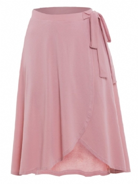 Plus Size Slät Bowknot Asymmetrisk Hög Midja Kjol