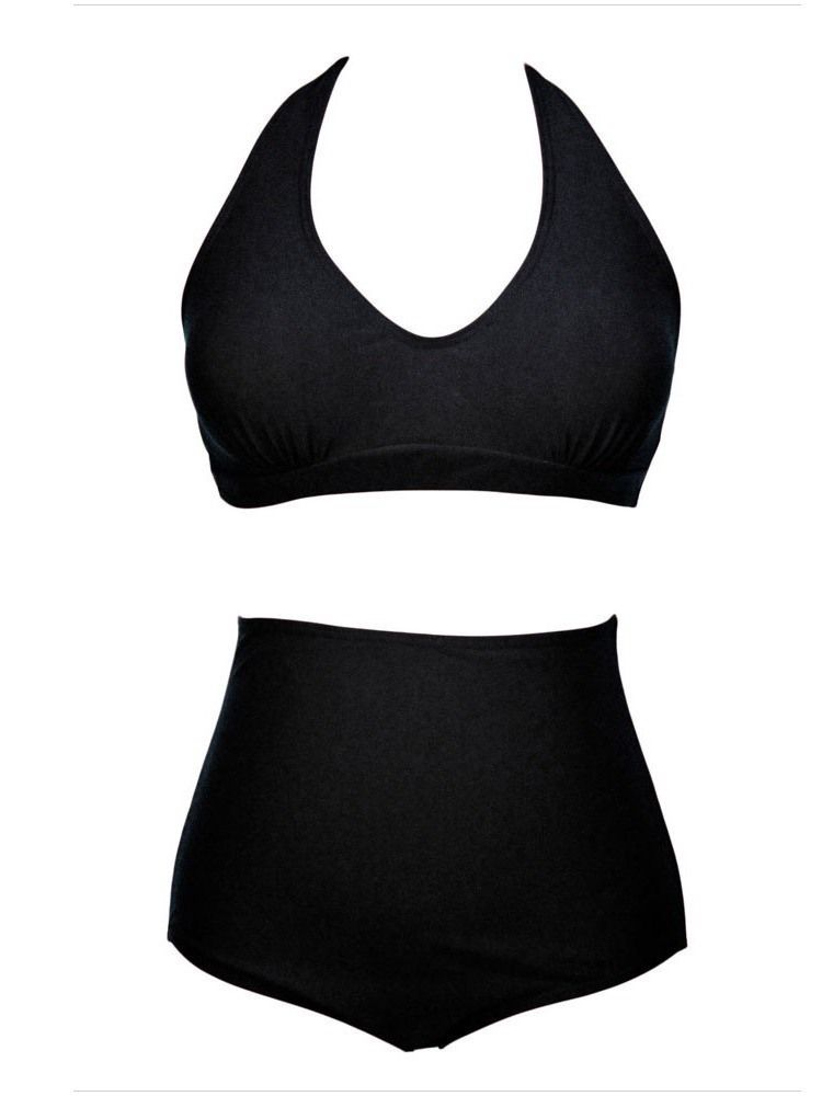 Plus Size Tankini Set Enfärgad Stretchig Baddräkt Med Snörning