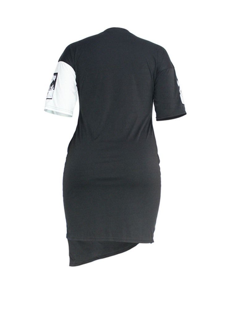 Plus Size Trekvartsärm Pullover Asymmetrisk Klänning