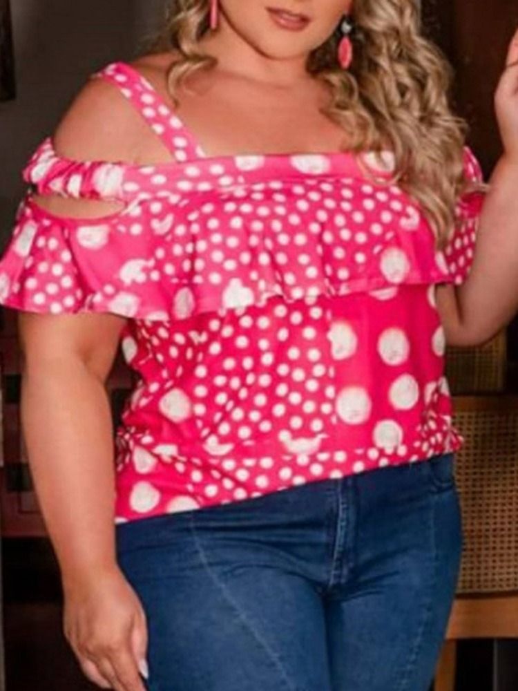 Polka Dots Kortärmad Standard Sommar Sweet T-Shirt För Kvinnor
