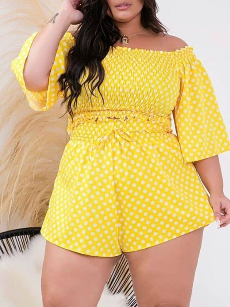 Polka Dots Shorts Casual Pullover Tvådelad Set Damshorts Set Plus Size