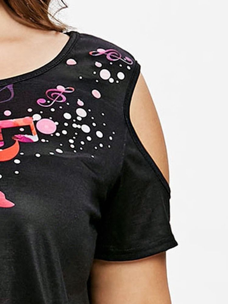 Rund Hals Färgblock Plus Size Slim T-Shirt