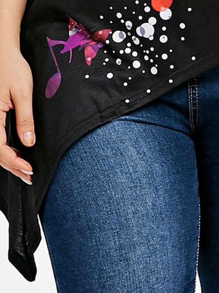 Rund Hals Färgblock Plus Size Slim T-Shirt