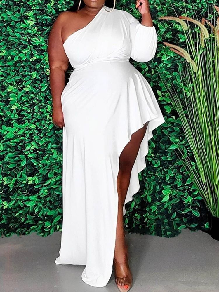 Snedkrage Nio Punkters Ärm Golvlång Maxiklänning Plus Size