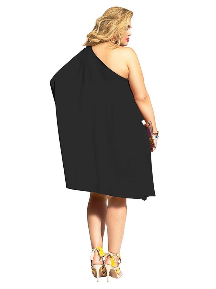 Snedkrage Plusee Långärmad One Shoulder Batwing Sleeve Klänning
