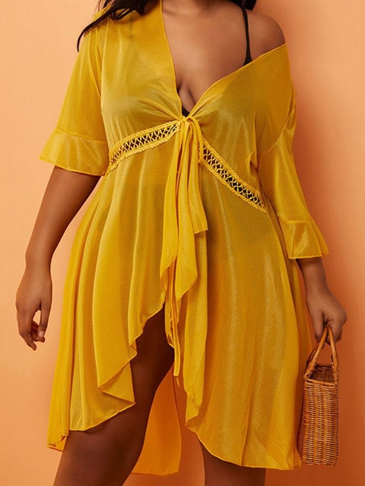 Snörade Mode Vanliga Beach Toppar Plus Size