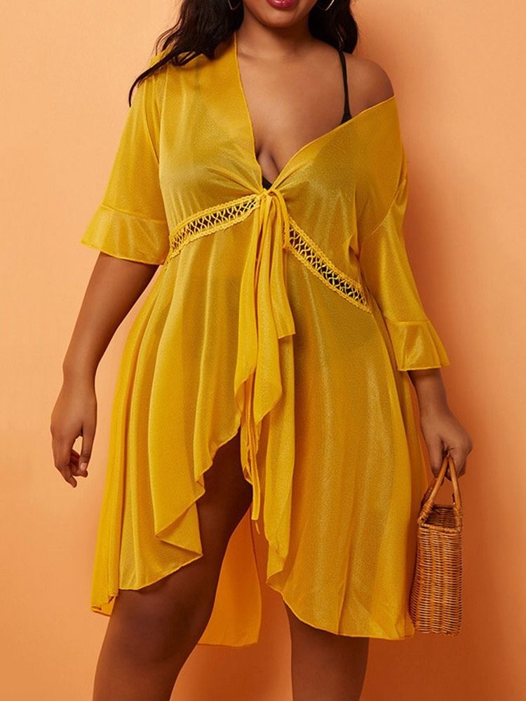 Snörade Mode Vanliga Beach Toppar Plus Size