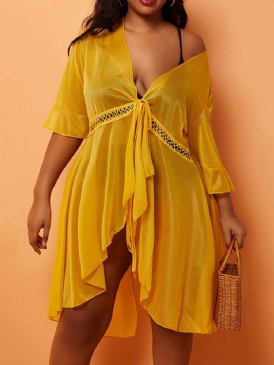 Snörade Mode Vanliga Beach Toppar Plus Size