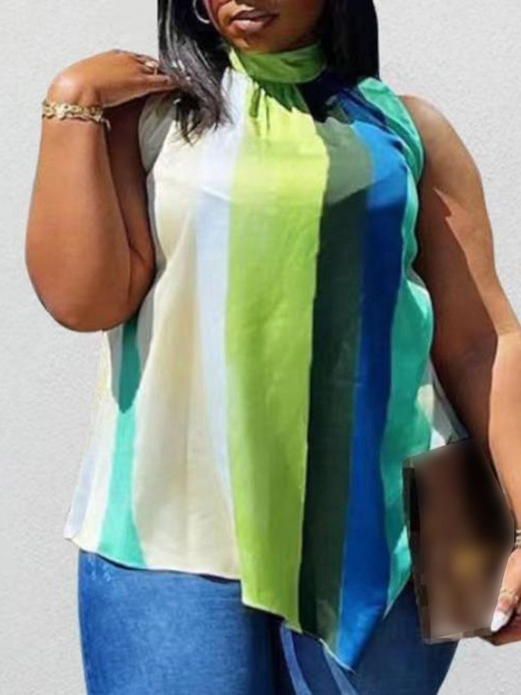 Sommar Print Polyester Dam Standard Linne Plus Size