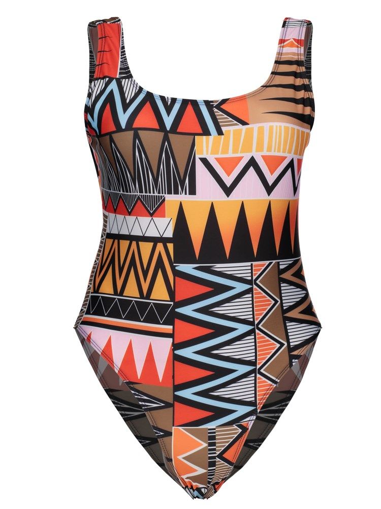 Spaghetti Strap Dashiki African Print Plus Size Badkläder
