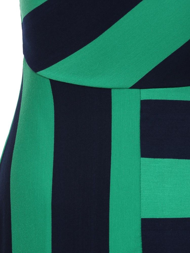 Stripe Oblique Collar Lantern Sleeve Long Blus