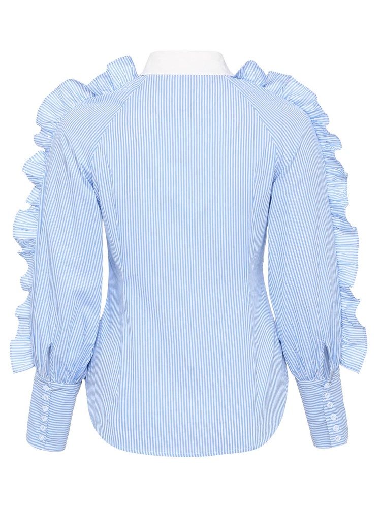 Stripe Patchwork Stringy Selvedge Polo Neck Plus Size Blus