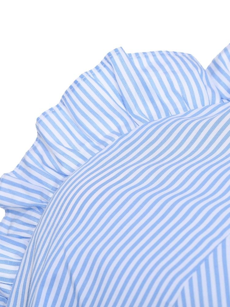 Stripe Patchwork Stringy Selvedge Polo Neck Plus Size Blus