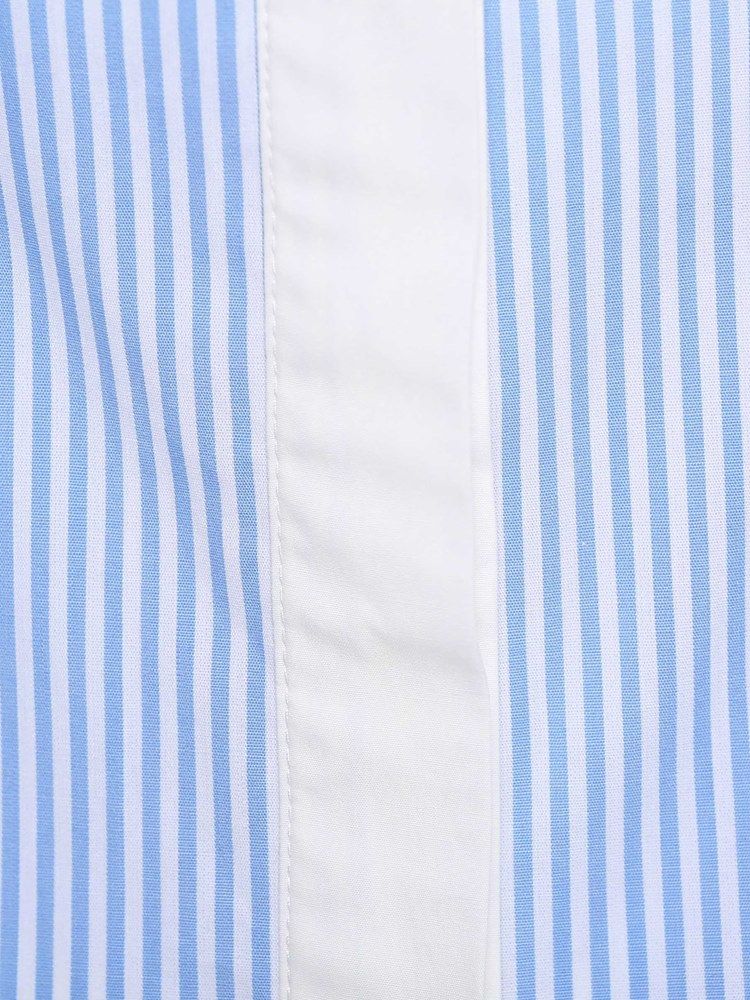 Stripe Patchwork Stringy Selvedge Polo Neck Plus Size Blus