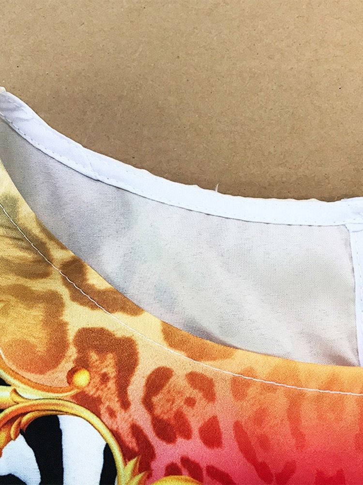 T-Shirt Modetryck Rund Hals Raka Kvinnors Tvådelade Set