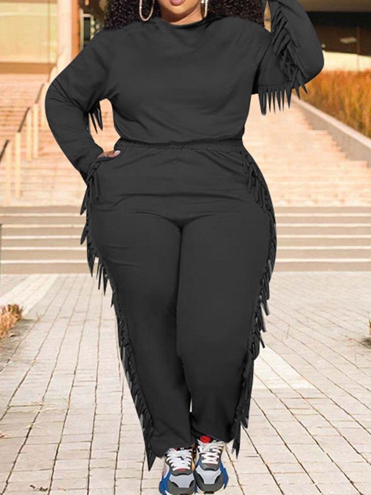 Tofsbyxor Vanlig Tröja Blyertsbyxor Tvådelade Set Dambyxor Set Plus Size