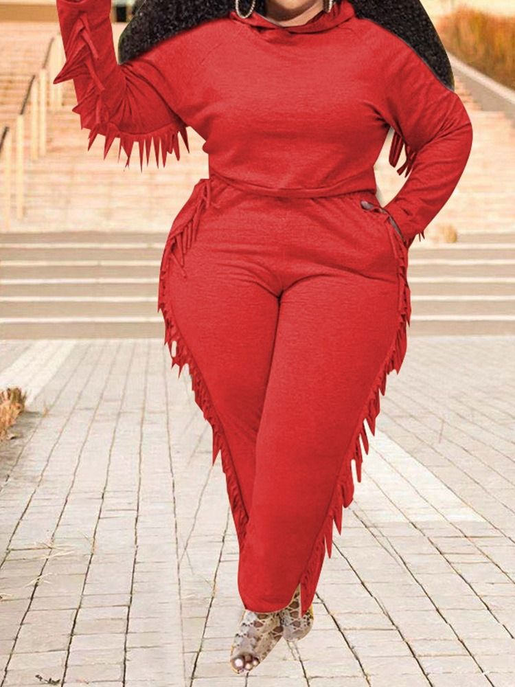 Tofsbyxor Vanlig Tröja Blyertsbyxor Tvådelade Set Dambyxor Set Plus Size