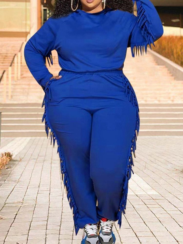 Tofsbyxor Vanlig Tröja Blyertsbyxor Tvådelade Set Dambyxor Set Plus Size