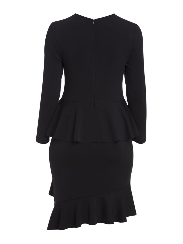V-Ringad Volang Asymmetrisk Bodycon Klänning
