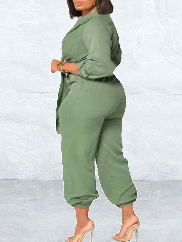 Vanlig Ankellängd Office Lady Pencil Pants Slim Jumpsuit För Kvinnor