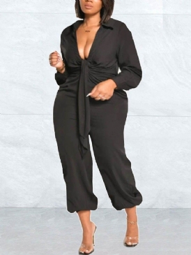 Vanlig Ankellängd Office Lady Pencil Pants Slim Jumpsuit För Kvinnor