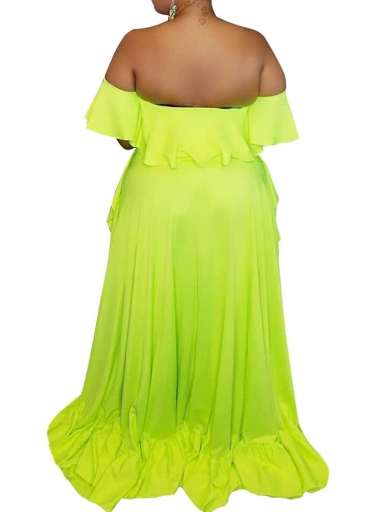 Vanlig Falbala-Kjol Off Shoulder Asymmetriska Tvådelade Set