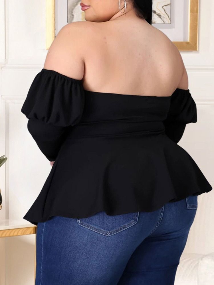 Vanlig Standard Långärmad Casual Lös T-Shirt För Kvinnor