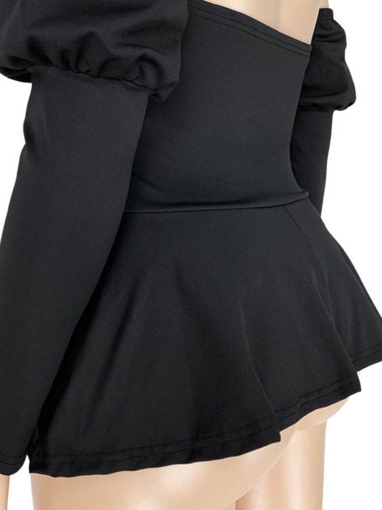 Vanlig Standard Långärmad Casual Lös T-Shirt För Kvinnor