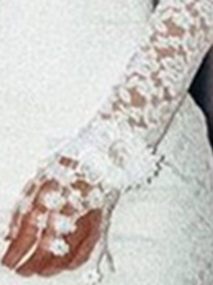 Above Knee Lace Långärmad Pullover Elegant Klänning